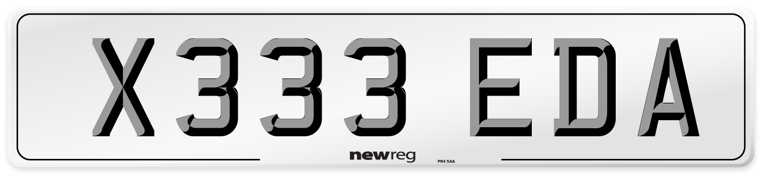 X333 EDA Number Plate from New Reg